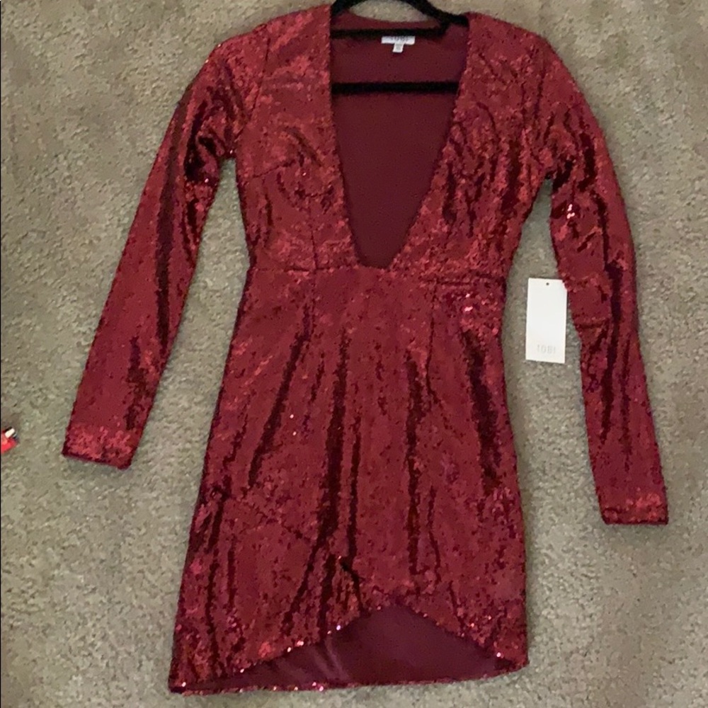 Red sequence dress